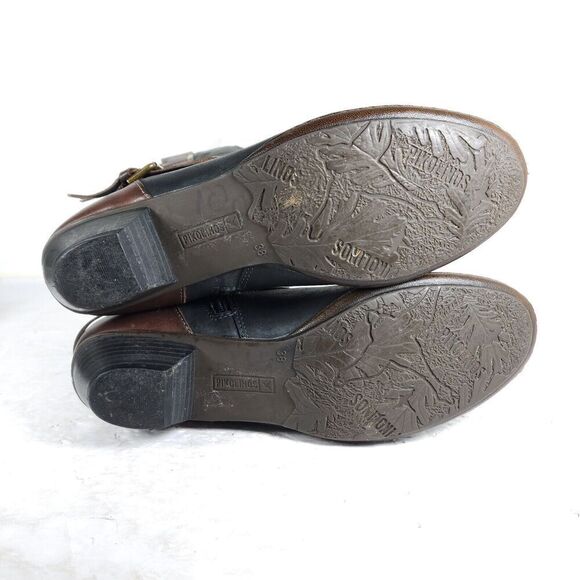 PIKOLINOS Women's Brujas EU38 US7-7,5 Black Leather Buckle Strappy Ankle Boots - Picture 10 of 13